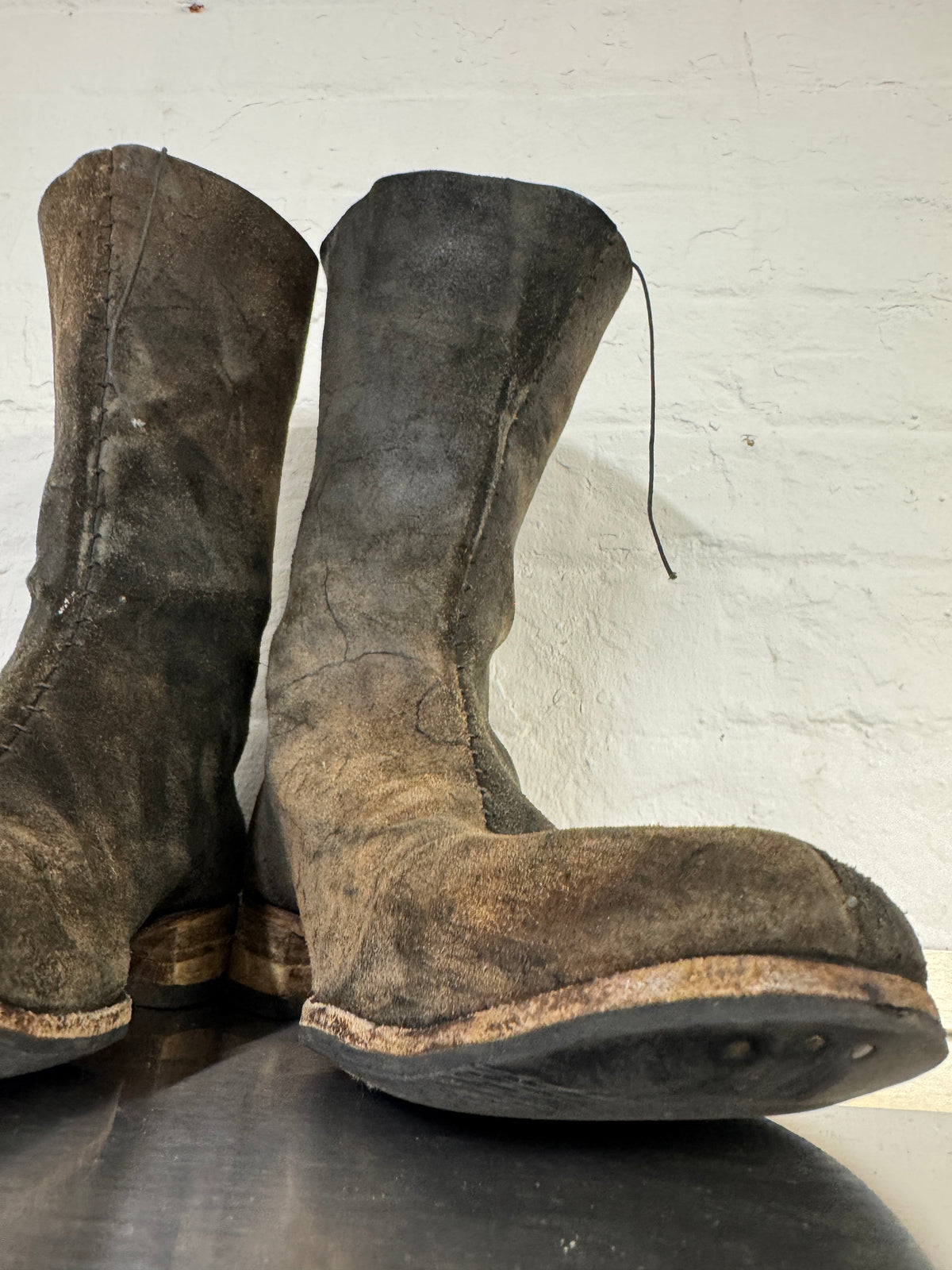 m.a+ textural veined reverse leather staple stitch boots