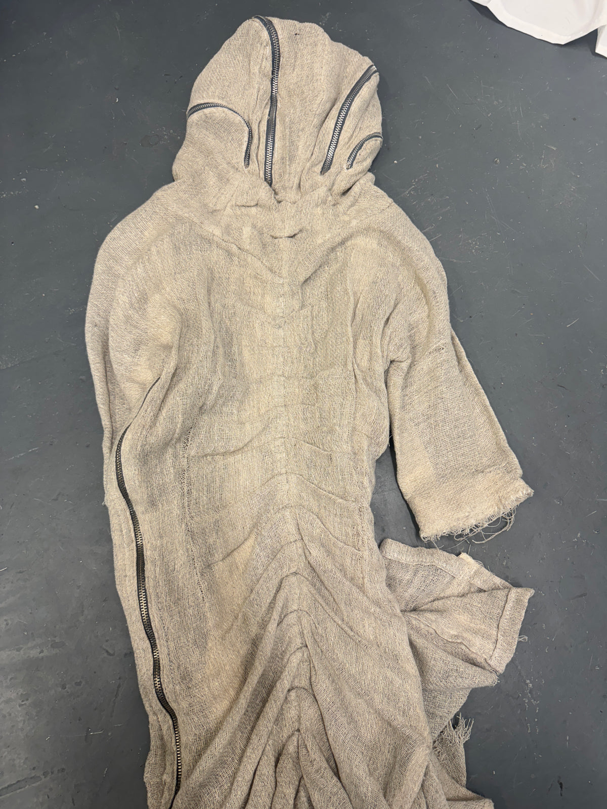 olubiyi thomas spine pleat multi zipper hooded dress