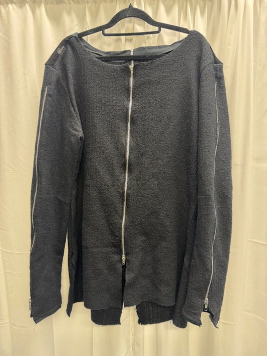 olubiyi thomas raw leather wing patch multi zip knit