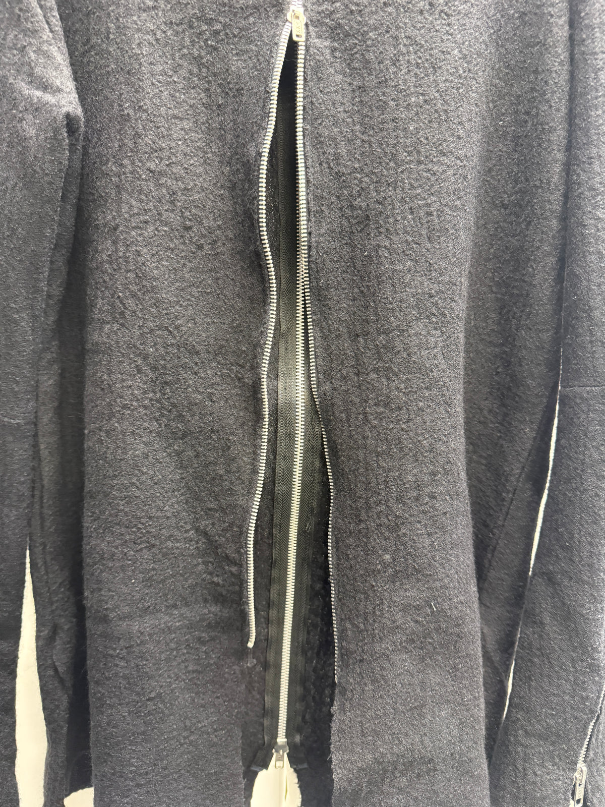 olubiyi thomas raw leather wing patch multi zip knit