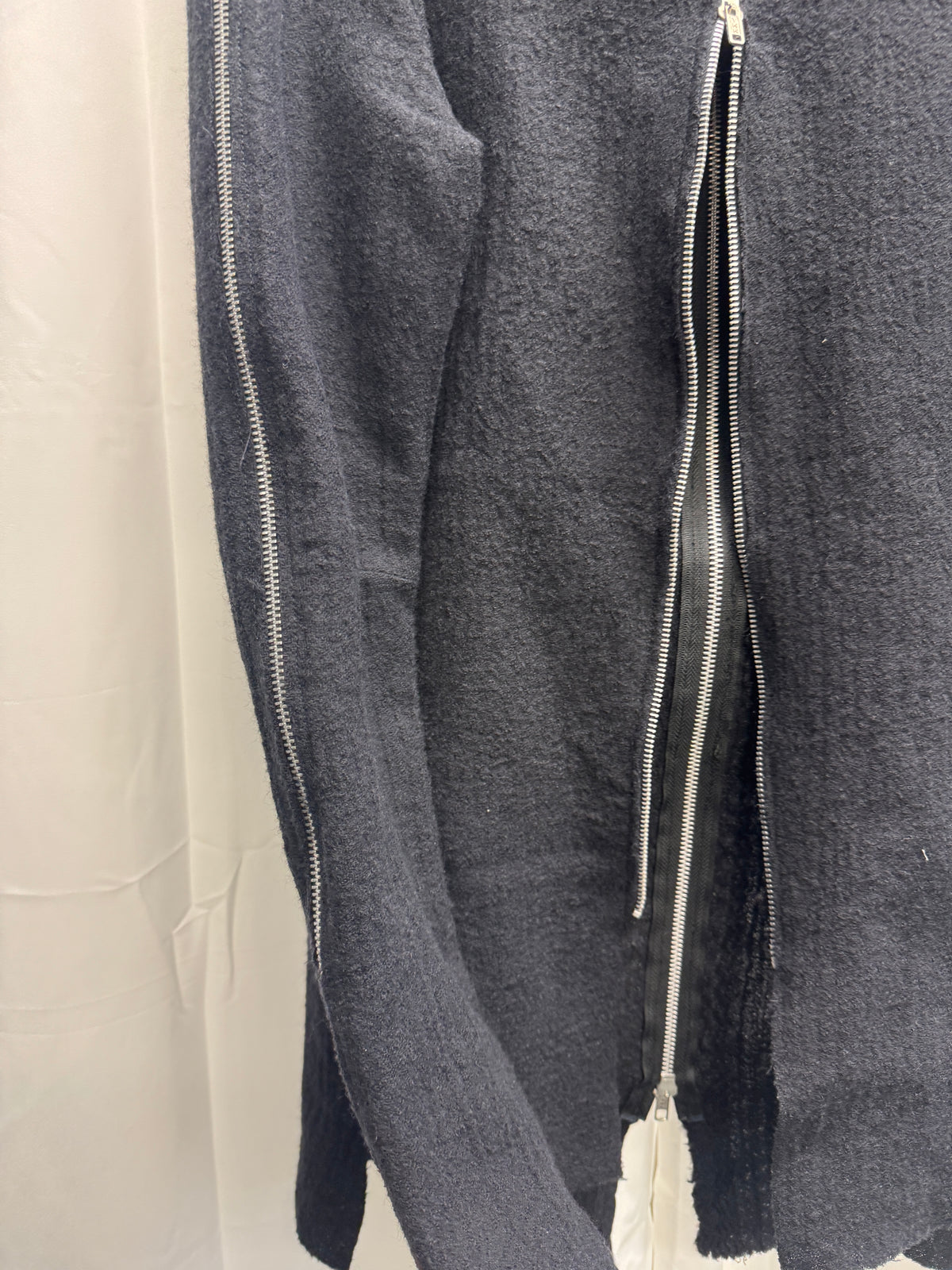 olubiyi thomas raw leather wing patch multi zip knit