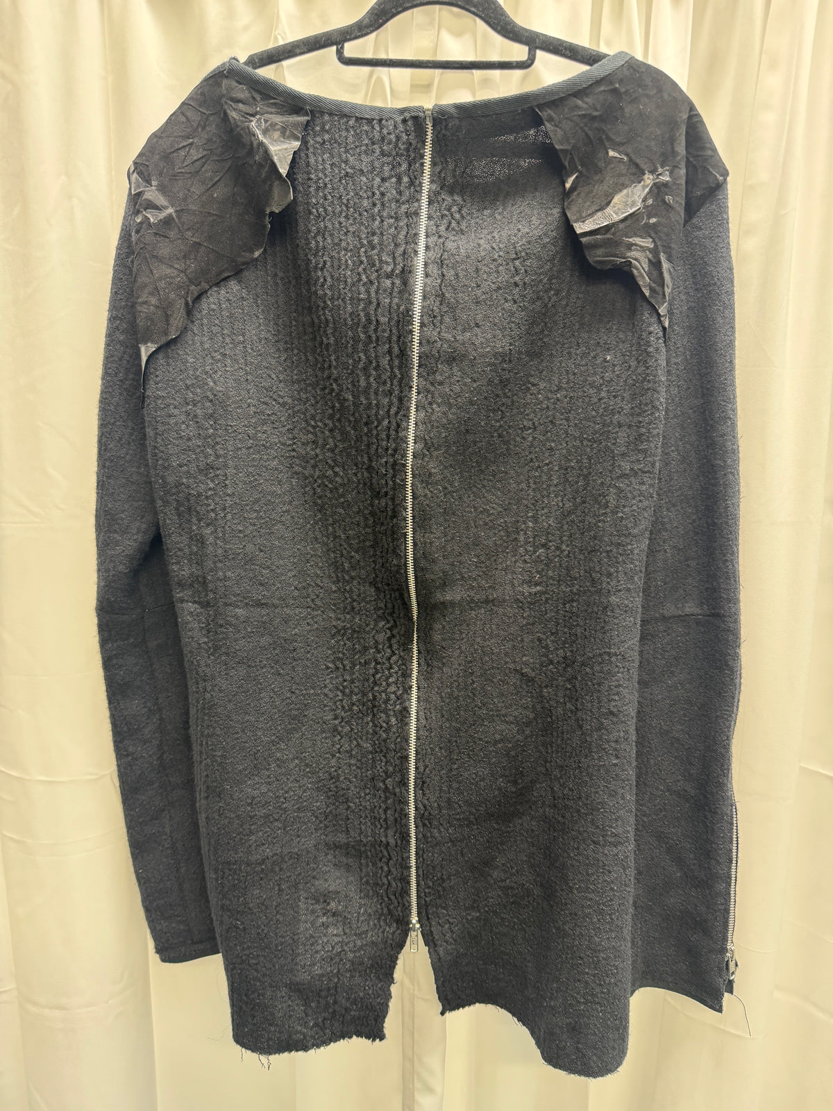 olubiyi thomas raw leather wing patch multi zip knit