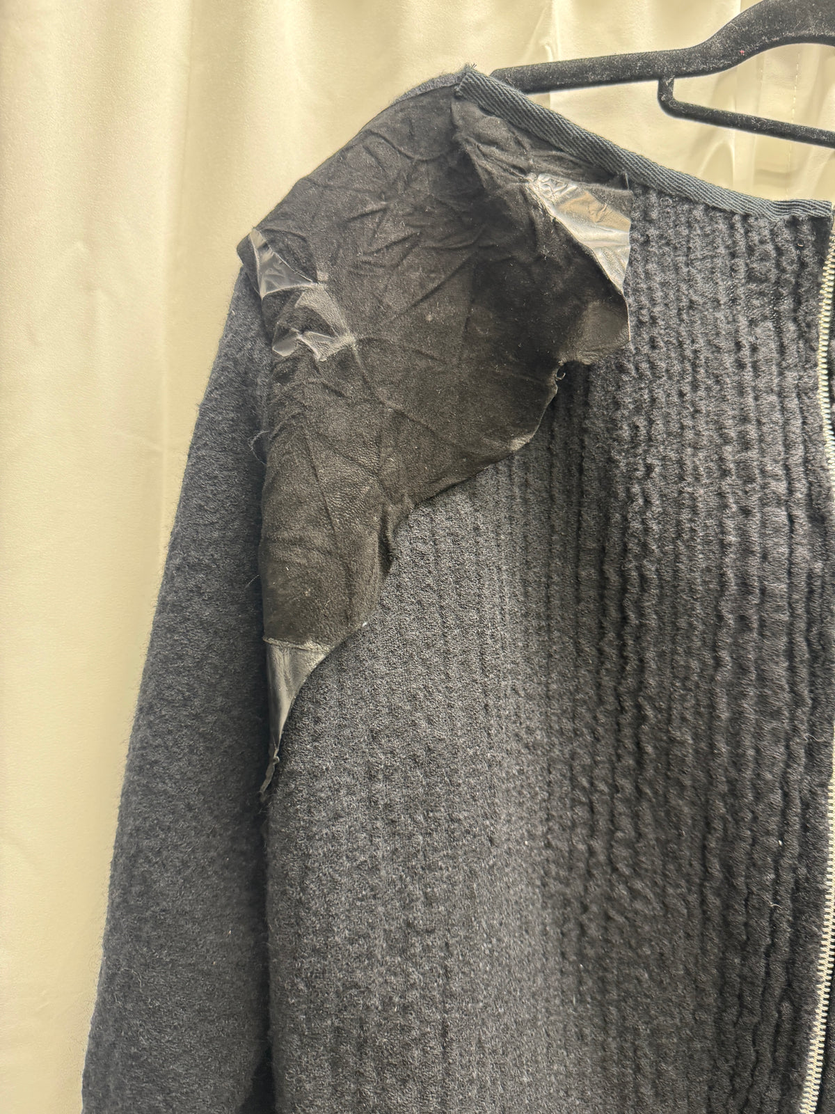 olubiyi thomas raw leather wing patch multi zip knit