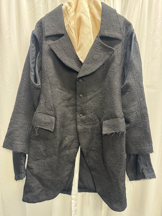 olubiyi thomas mega lapel detachable sleeve layered blazer
