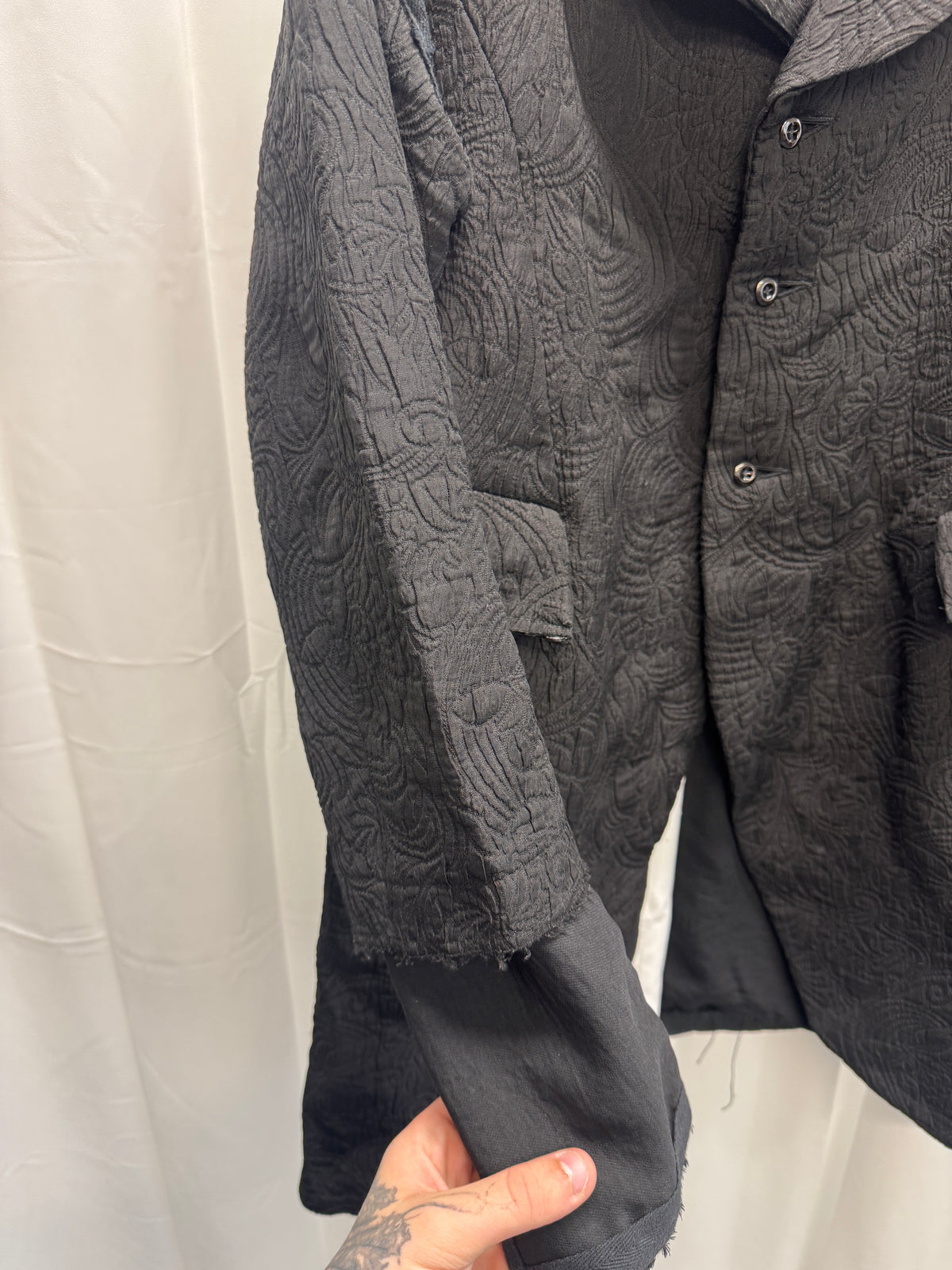 olubiyi thomas mega lapel detachable sleeve layered blazer