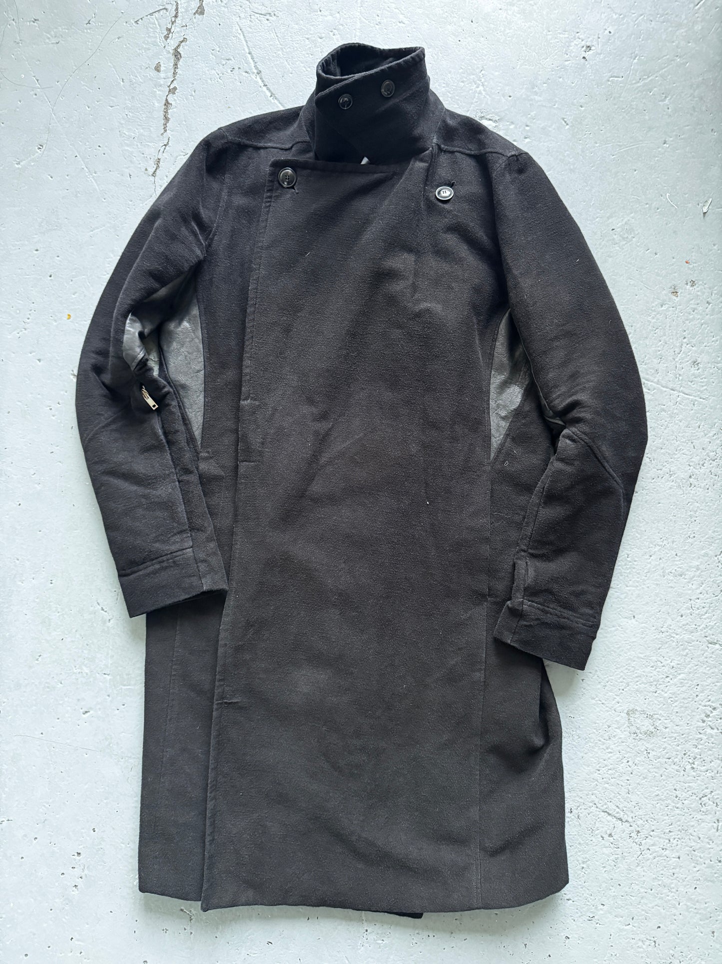 rick owens aw09 crust leather trim coat M