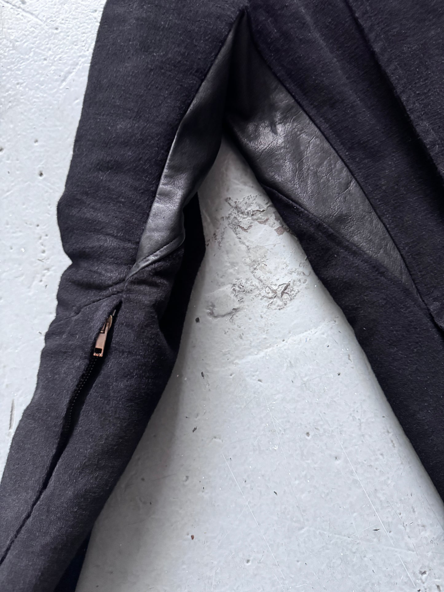 rick owens aw09 crust leather trim coat M