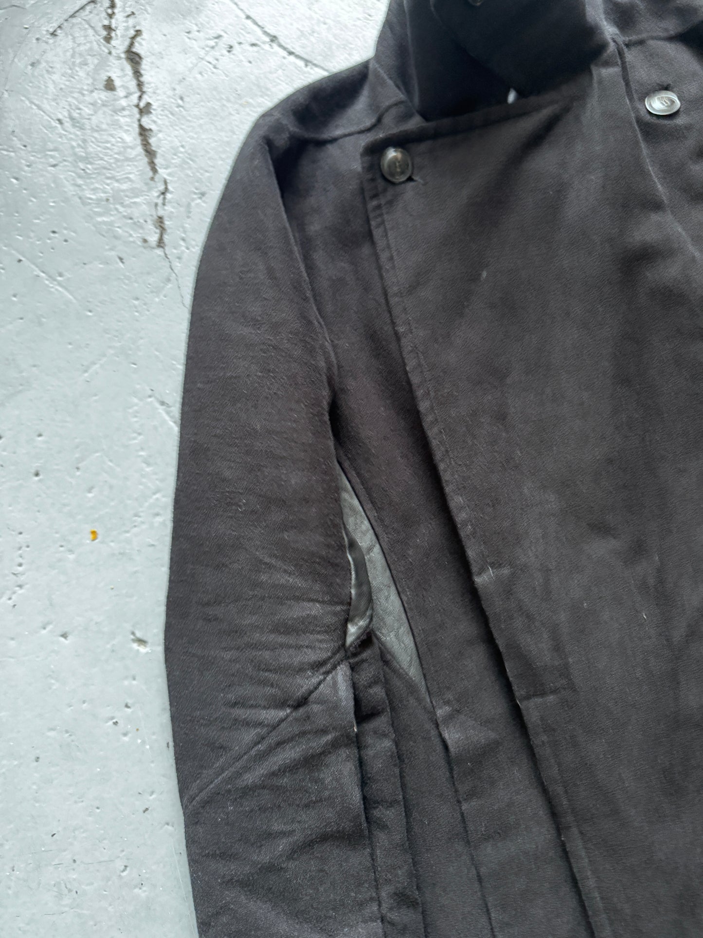 rick owens aw09 crust leather trim coat M