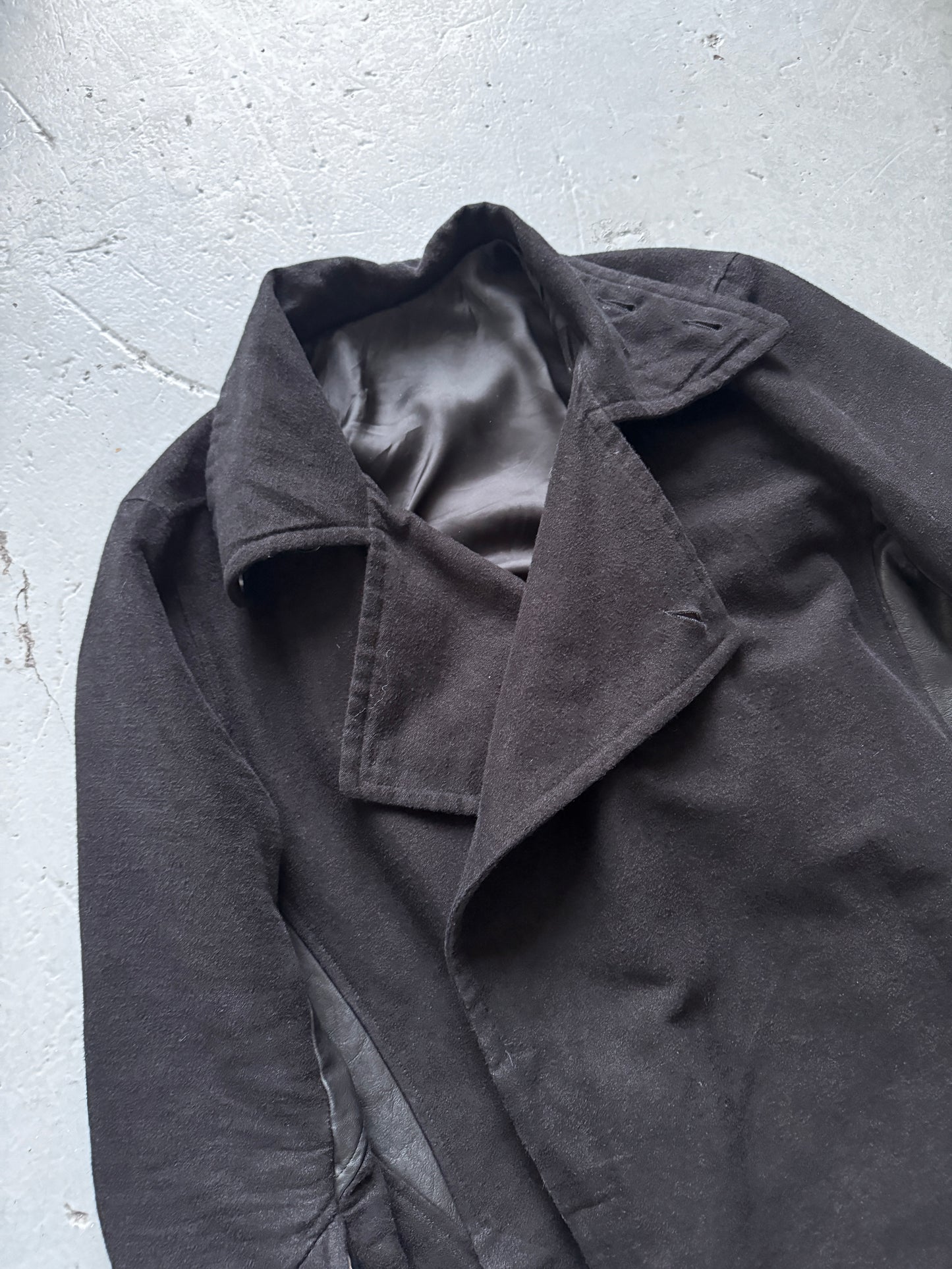 rick owens aw09 crust leather trim coat M