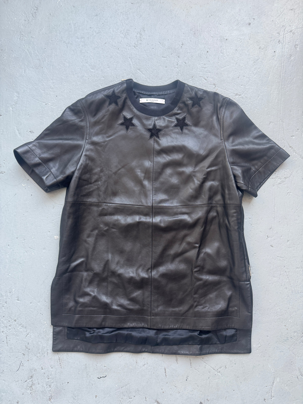 Givenchy Tisci Full Leather Zipped Star Collar Top