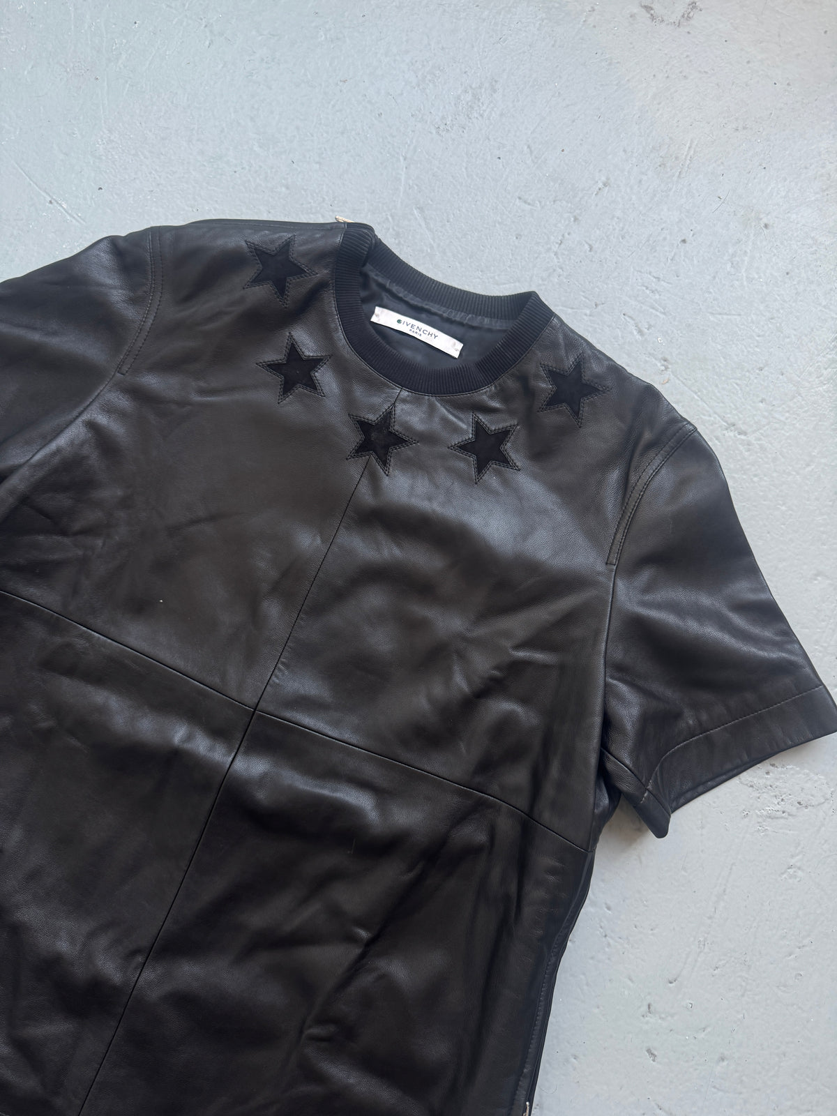 Givenchy Tisci Full Leather Zipped Star Collar Top
