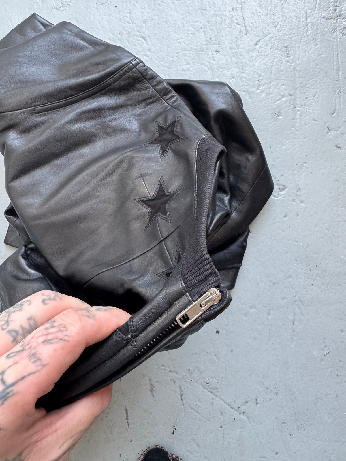 Givenchy Tisci Full Leather Zipped Star Collar Top