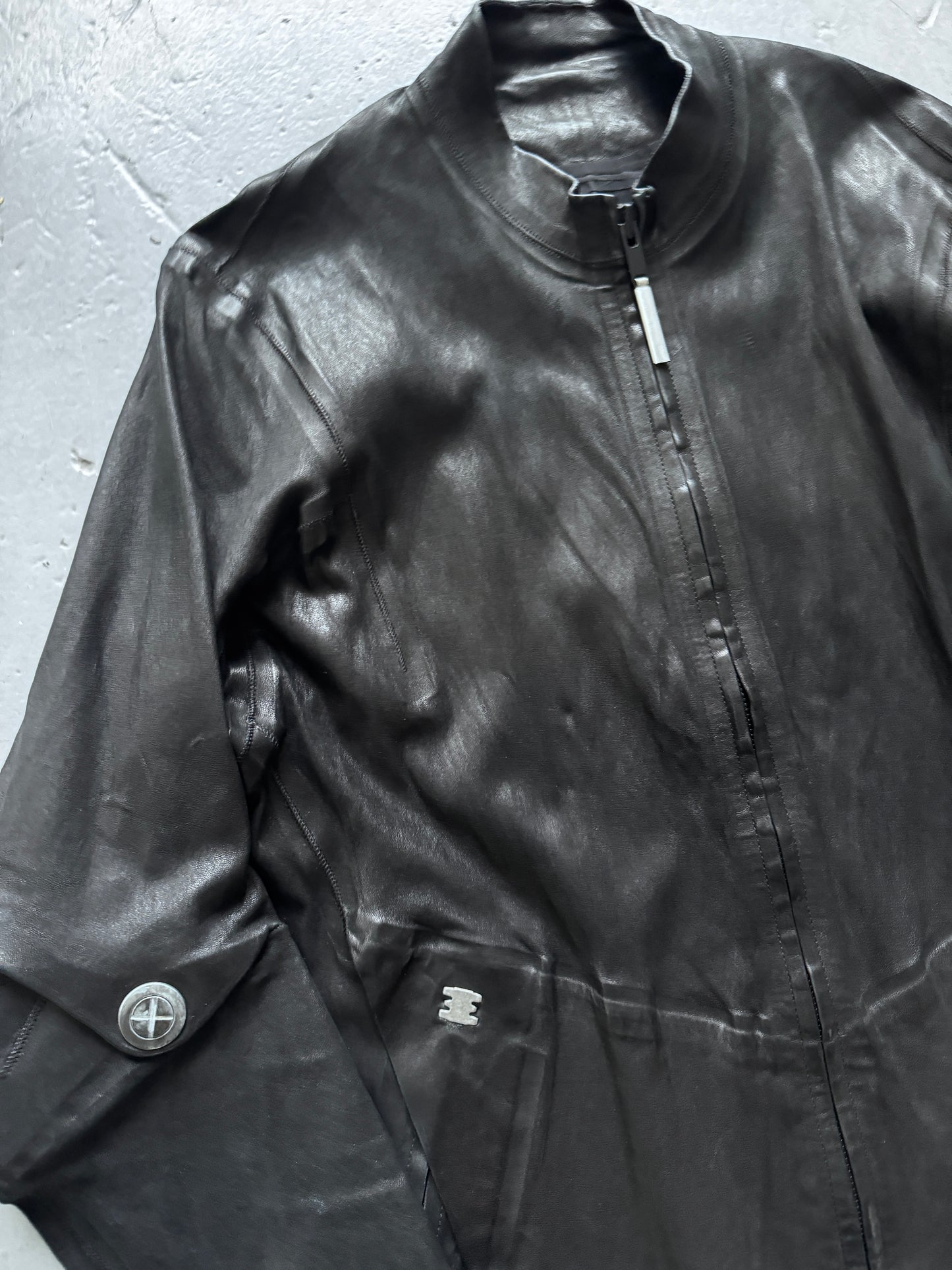 isaac sellam prosthetic elbow spined leather jacket L