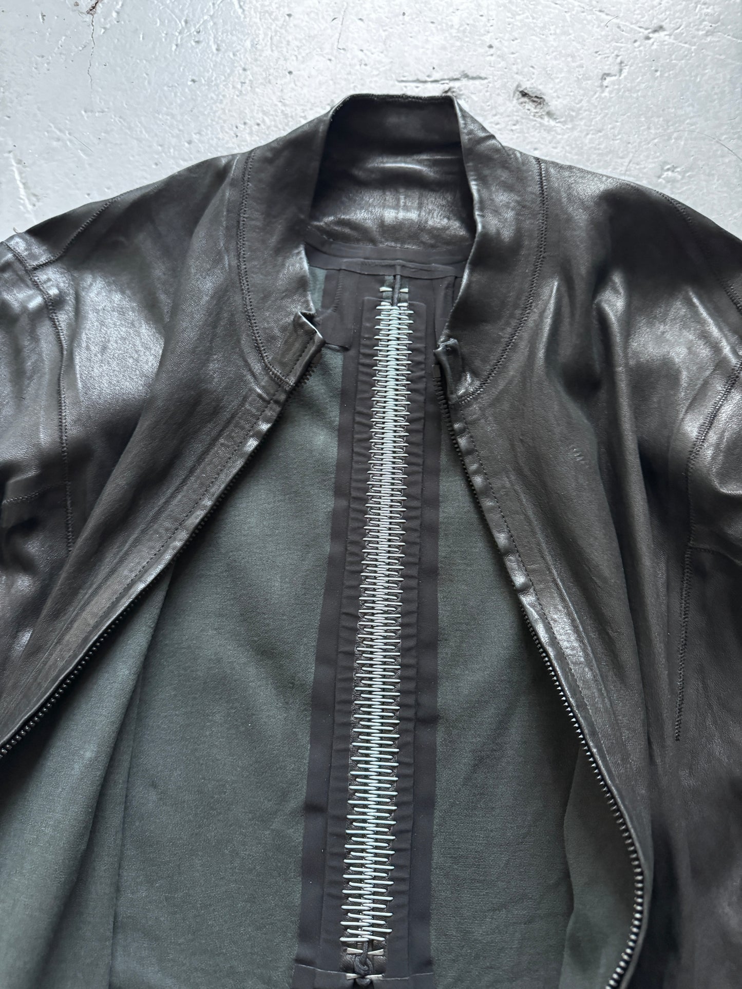 isaac sellam prosthetic elbow spined leather jacket L