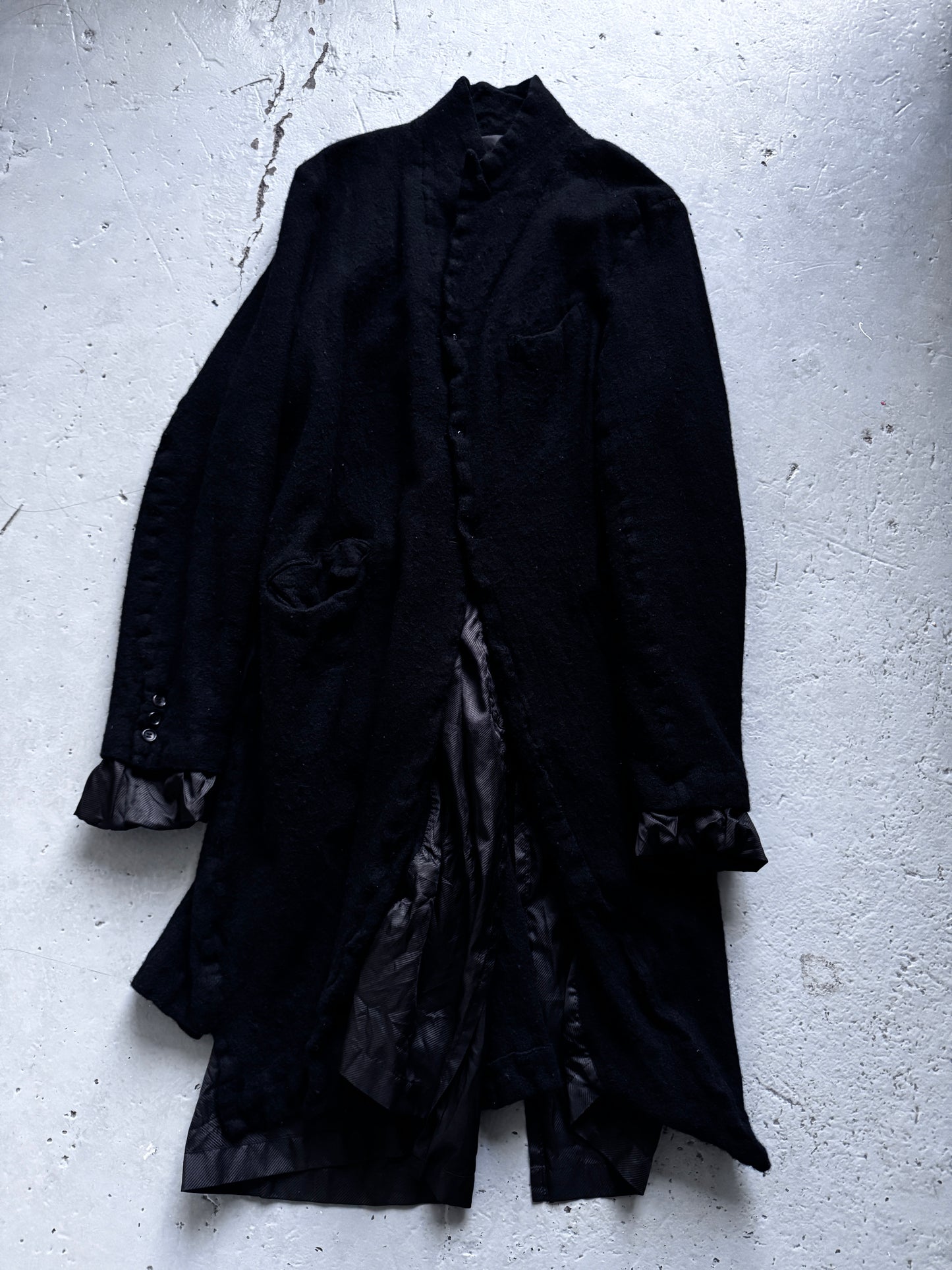 comme des garcons homme plus inside out boiled wool coat M