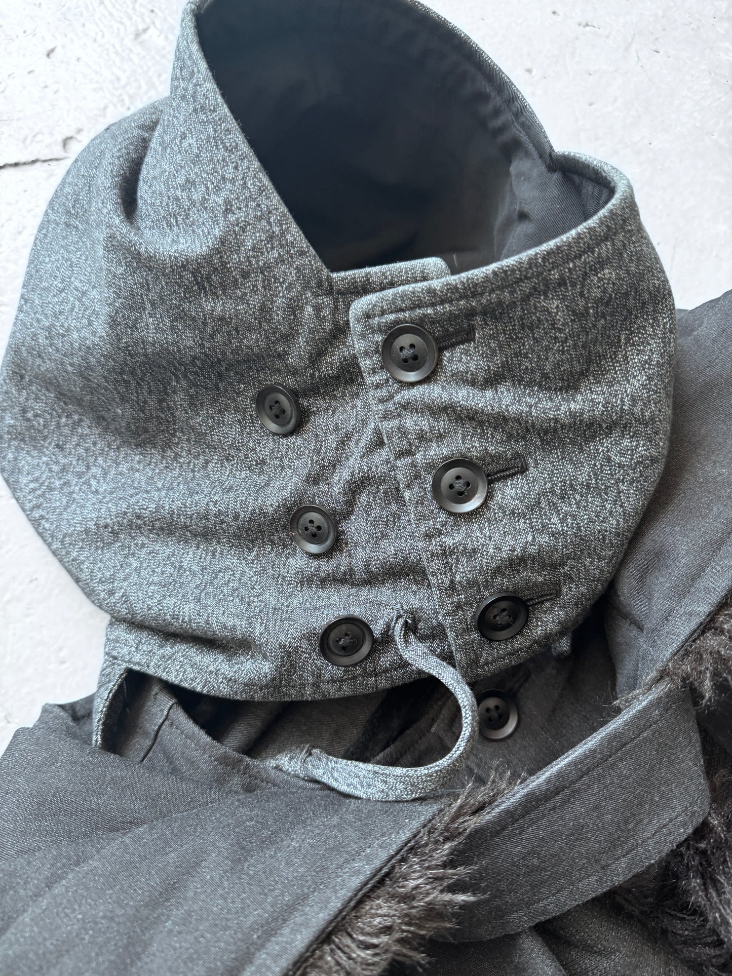 yohji yamamoto pour homme modular fur trim coat M/L