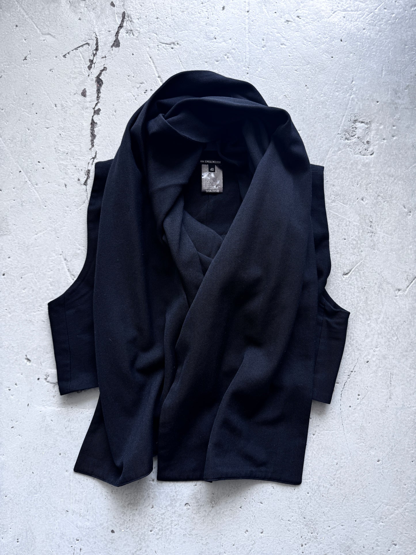 ann demeulemeester scarf drape waistcoat