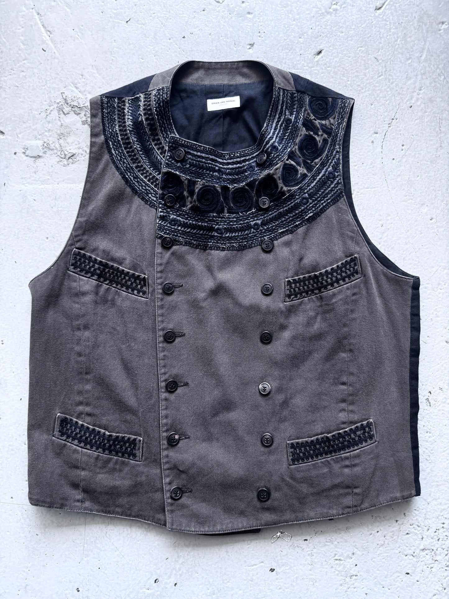 dries van noten embroidered double breasted waistcoat L