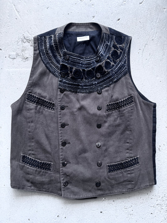 dries van noten embroidered double breasted waistcoat L