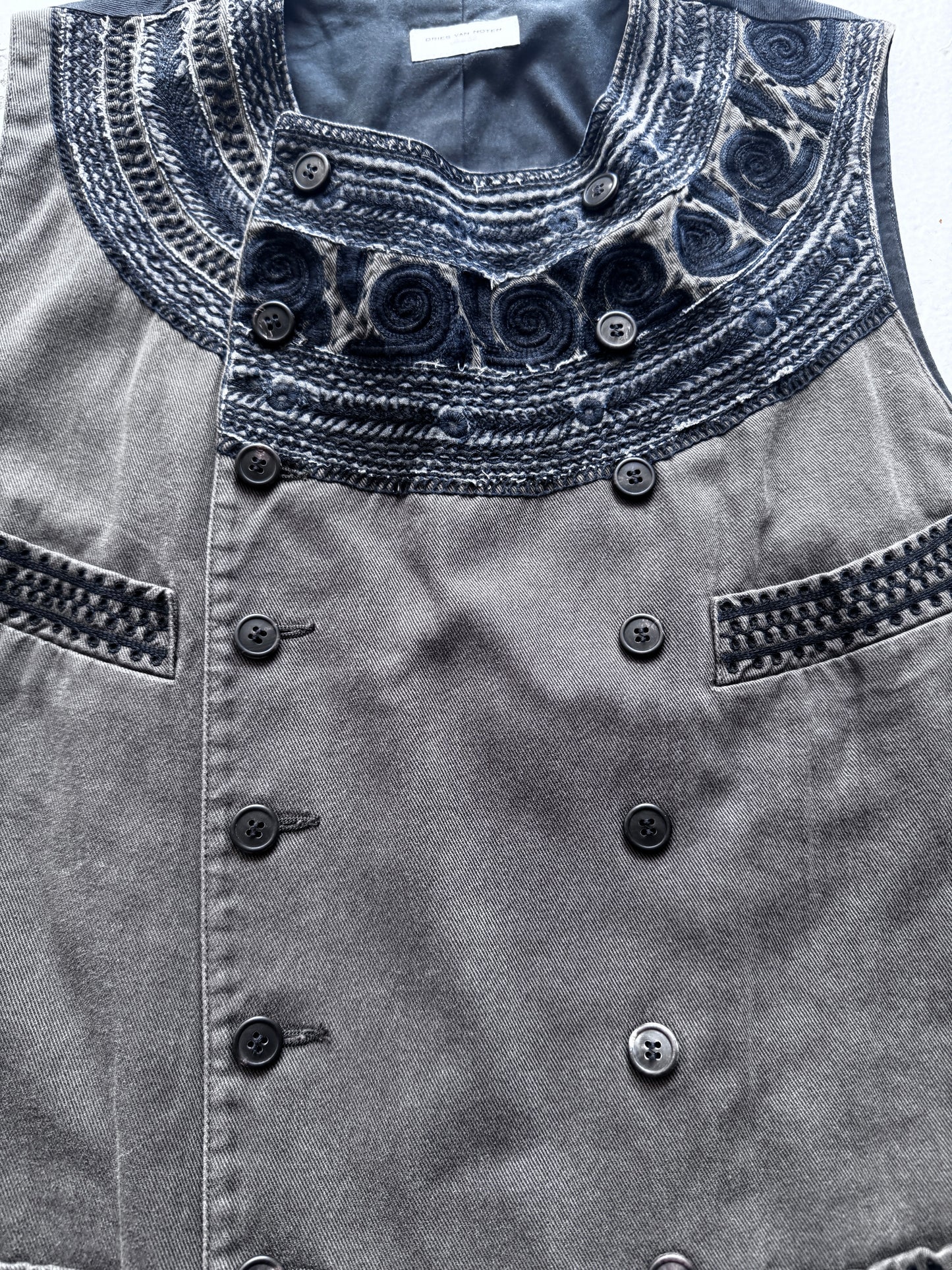 dries van noten embroidered double breasted waistcoat L
