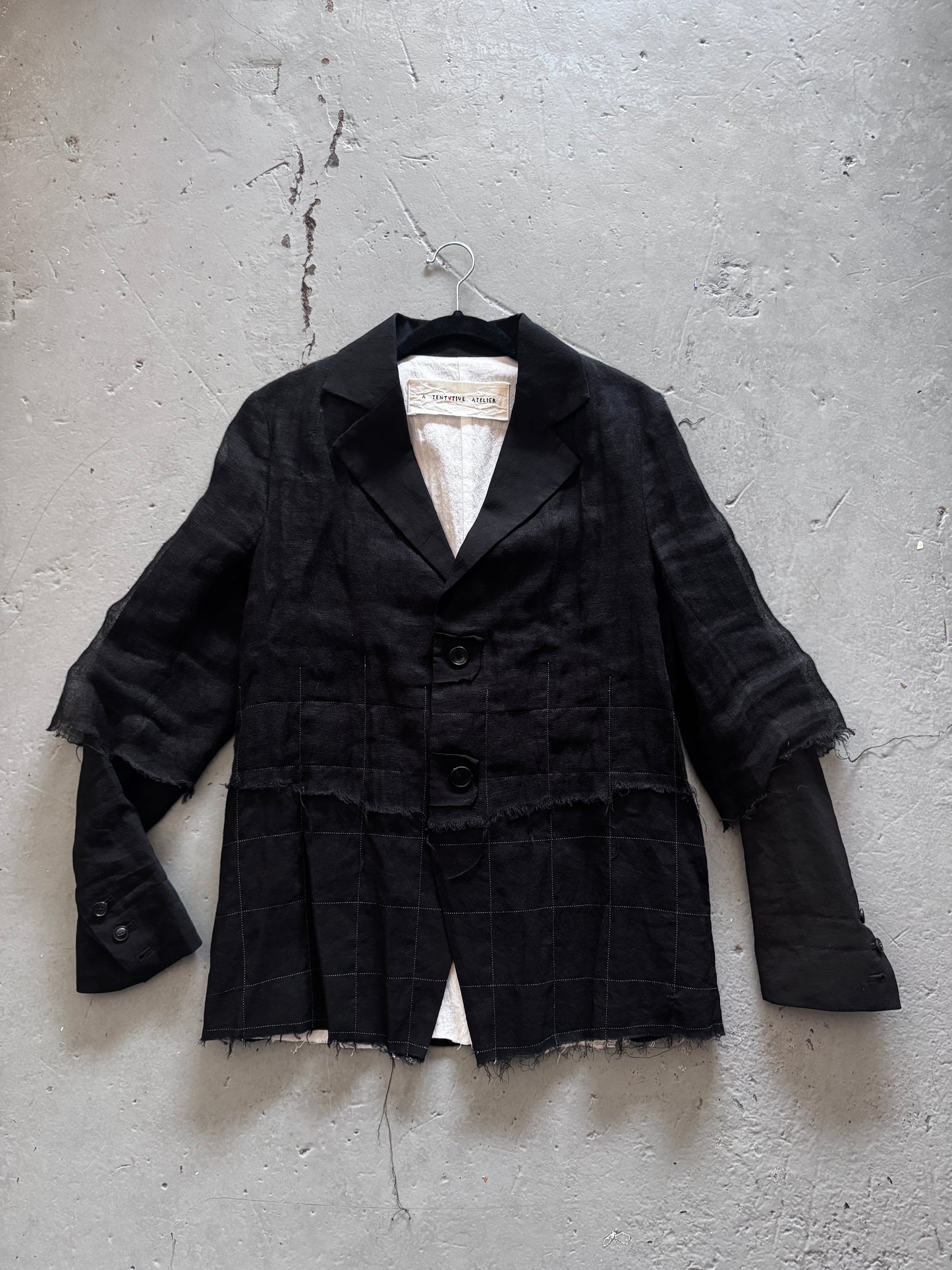 a tentative atelier sheer layer blazer