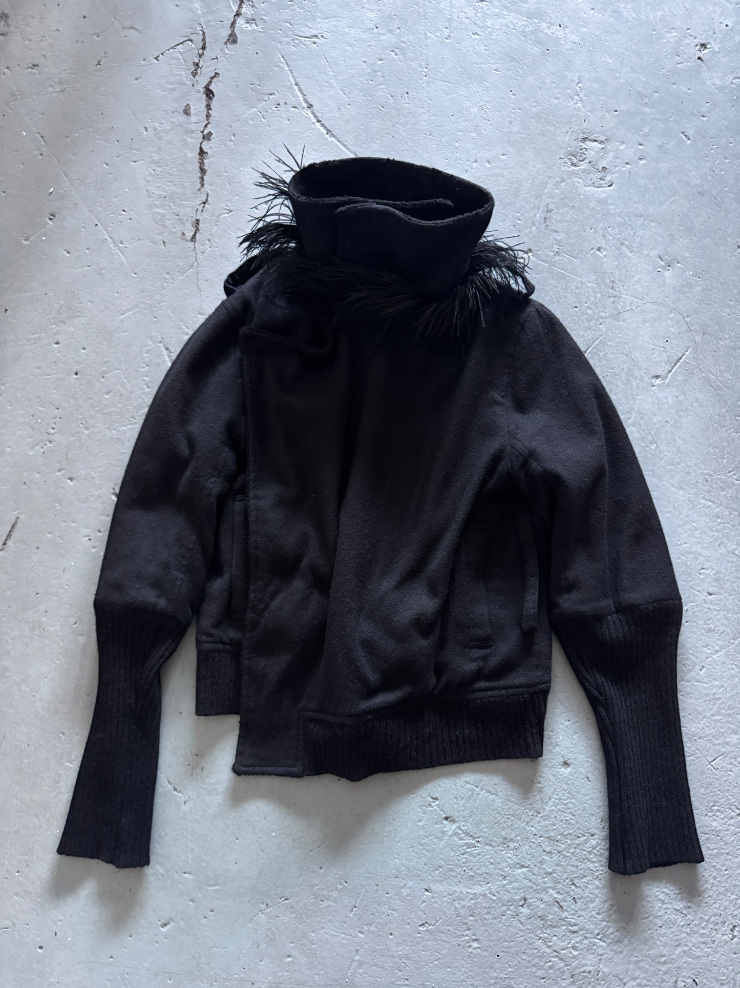 undercover arts & crafts feather neck jacket