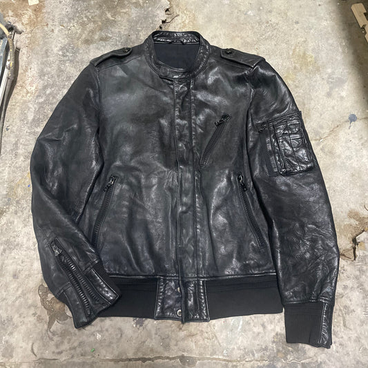 Kazuyuki Kumagai Attachment Oiled Leather Epaulet Jacket