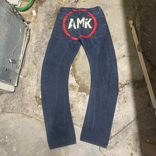 Andrew Mackenzie Curved Leg Backprint Flare Jeans