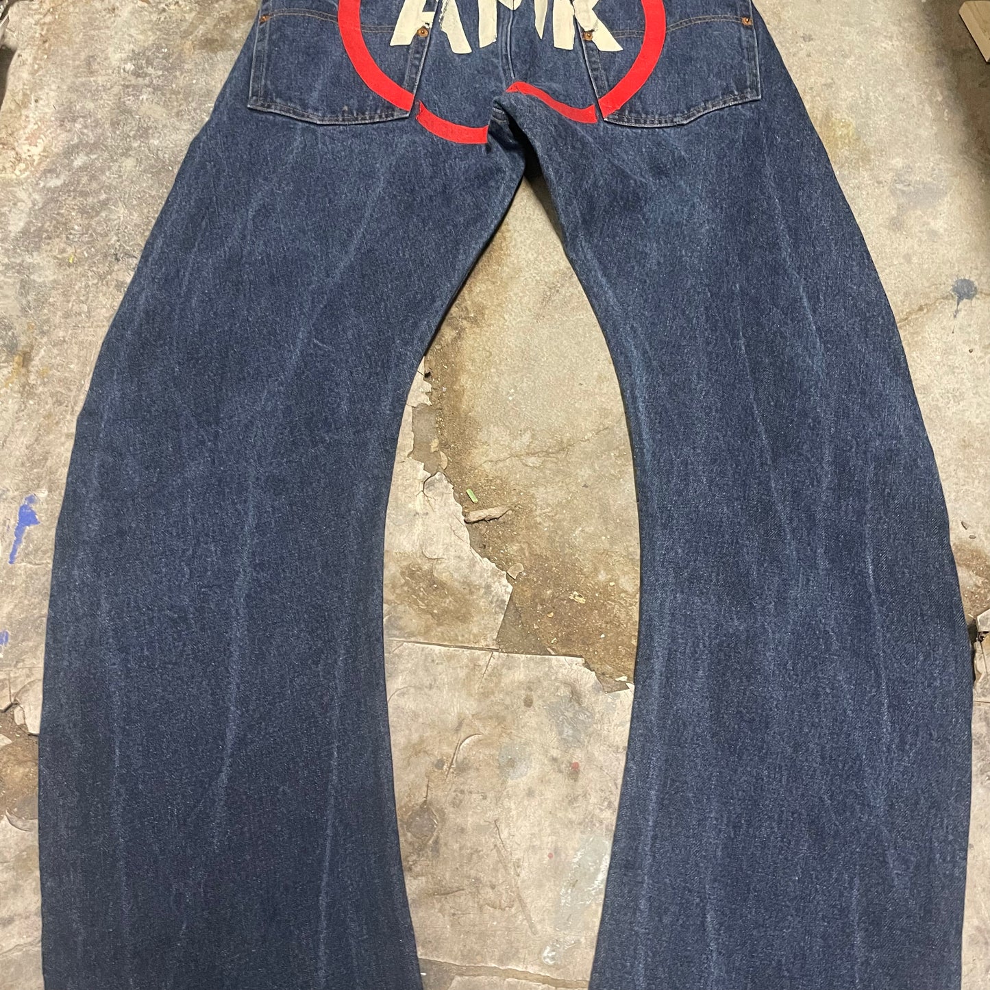Andrew Mackenzie Curved Leg Backprint Flare Jeans