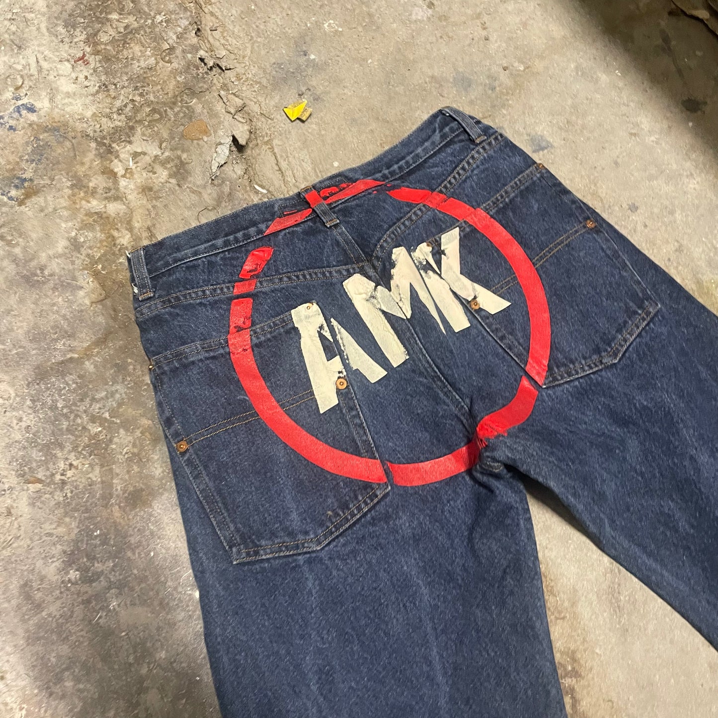 Andrew Mackenzie Curved Leg Backprint Flare Jeans