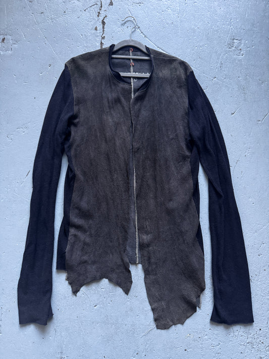 isaac sellam raw leather + knit jacket