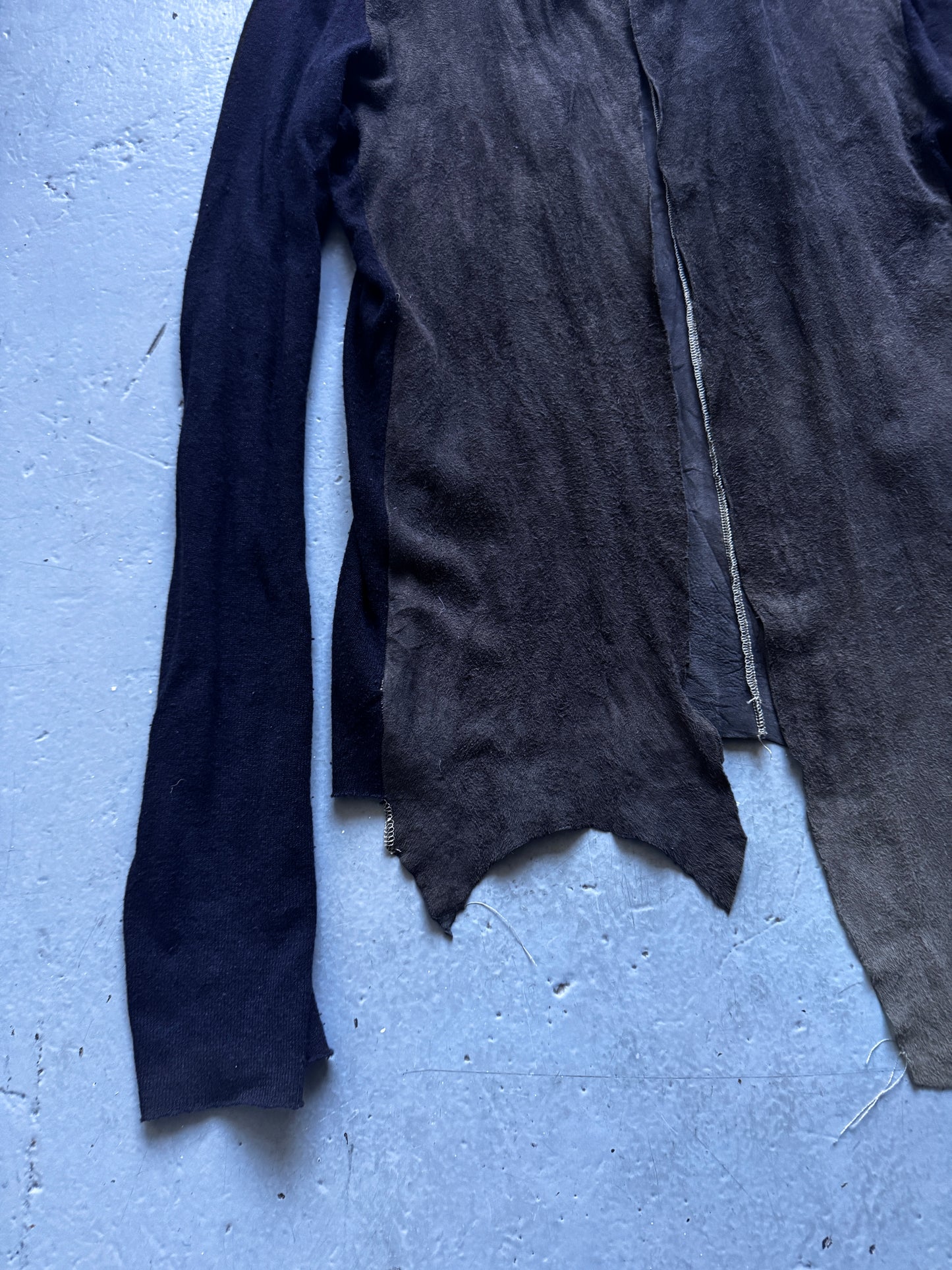 isaac sellam raw leather + knit jacket