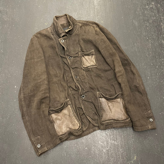 Isamu Katayama Backlash Linen + Leather Jacket