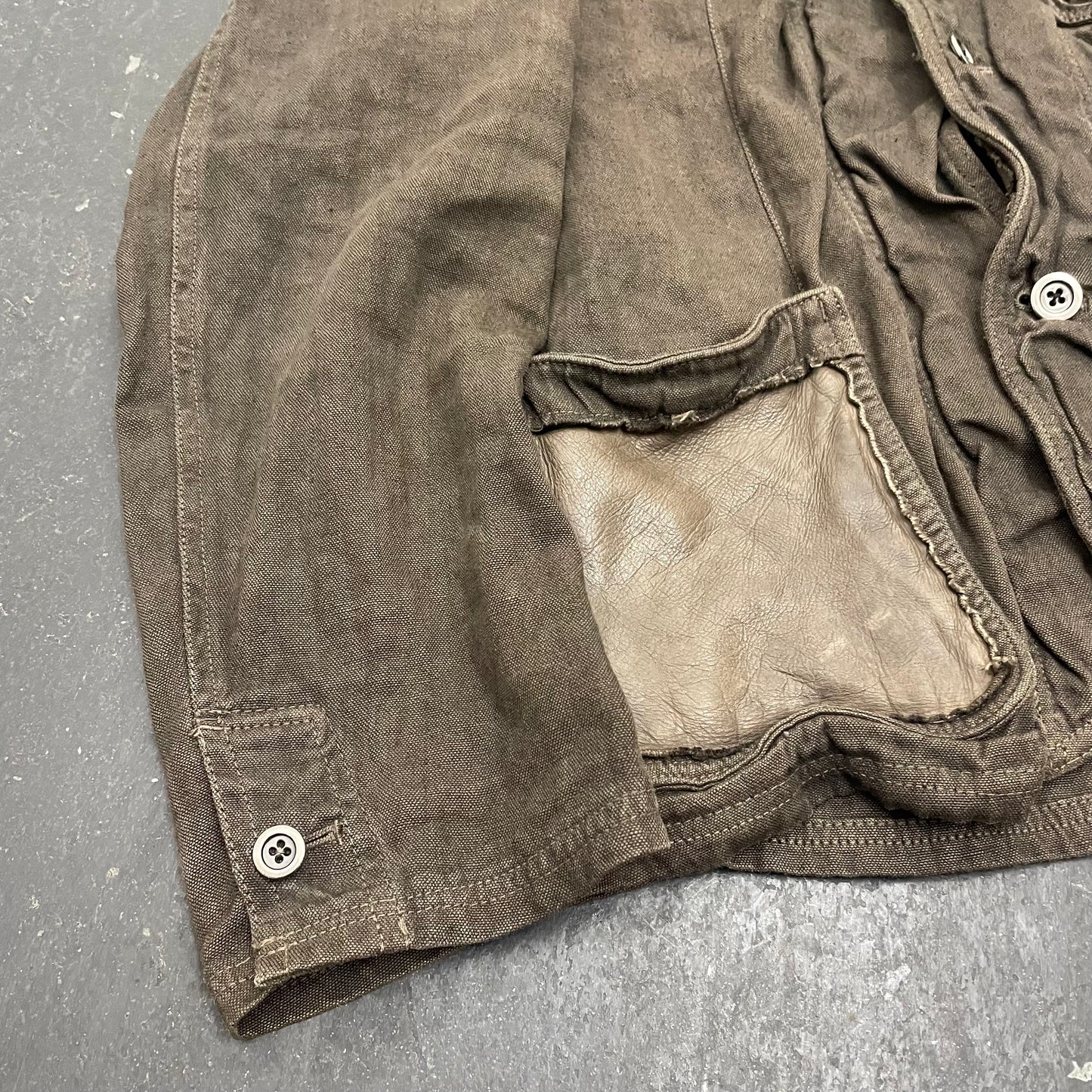 Isamu Katayama Backlash Linen + Leather Jacket