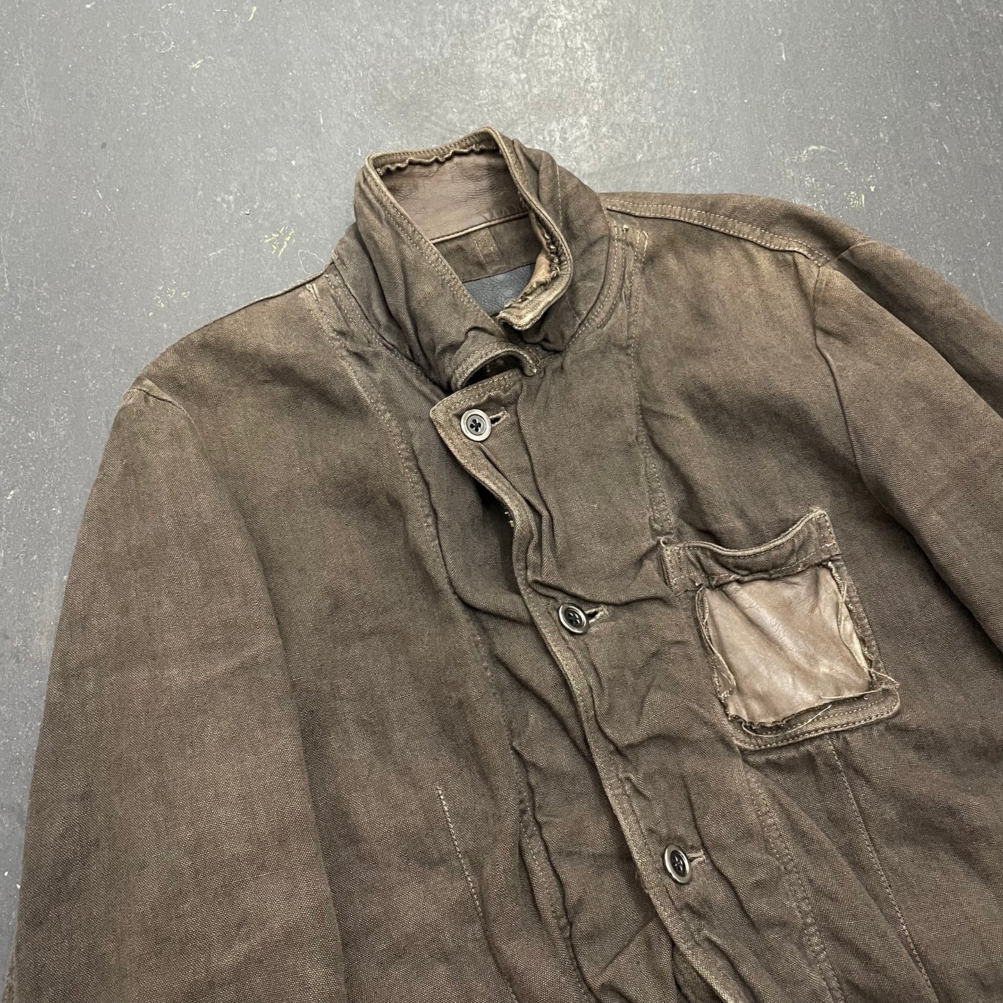 Isamu Katayama Backlash Linen + Leather Jacket