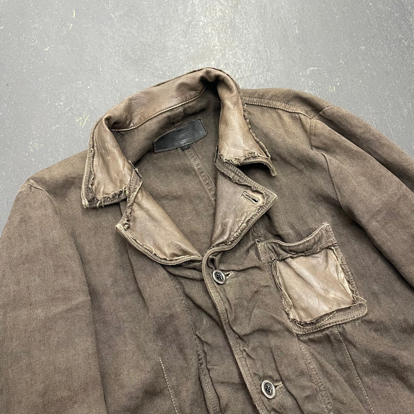 Isamu Katayama Backlash Linen + Leather Jacket