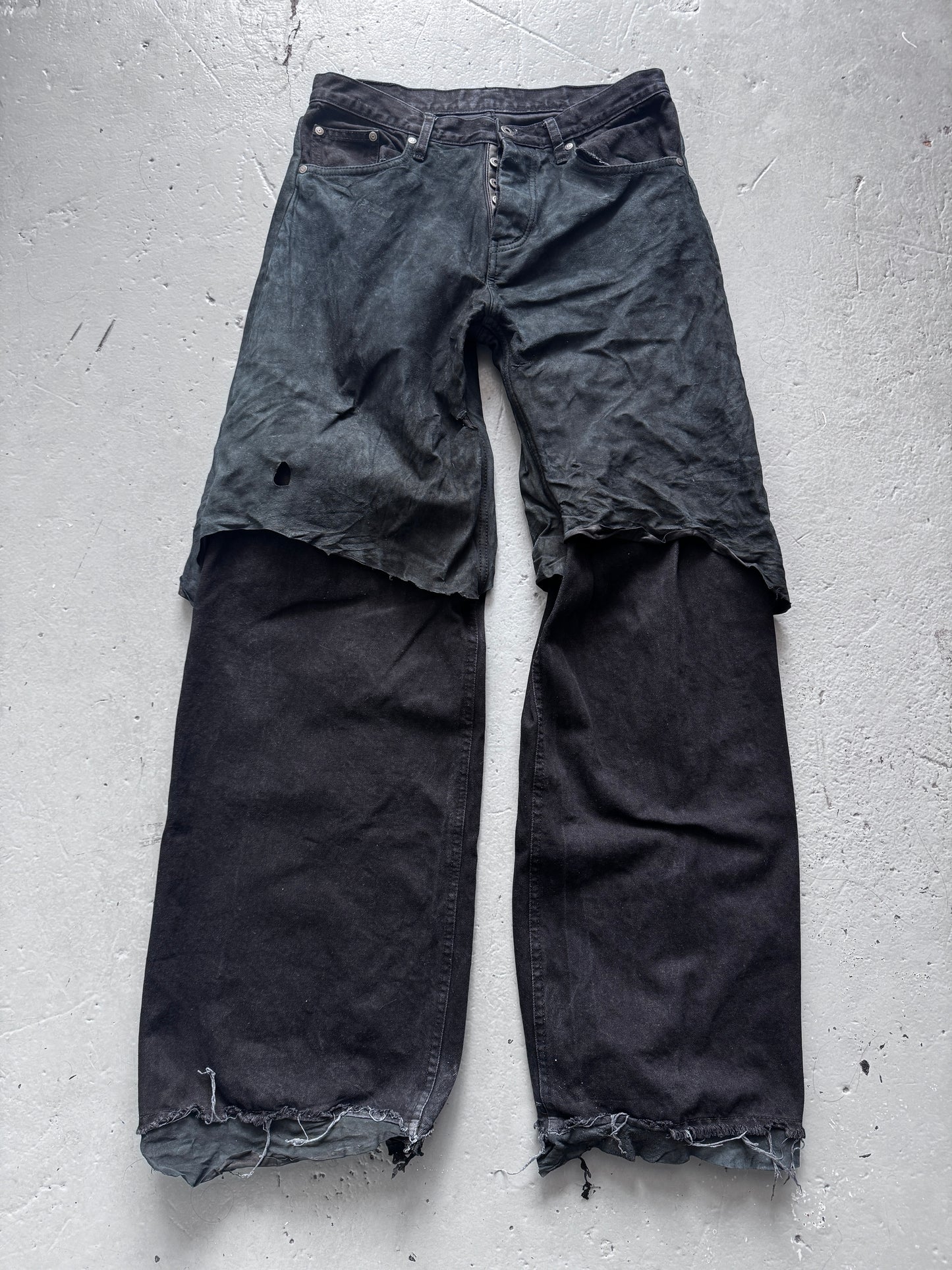 paradoxe paris layered reverse leather jean 34