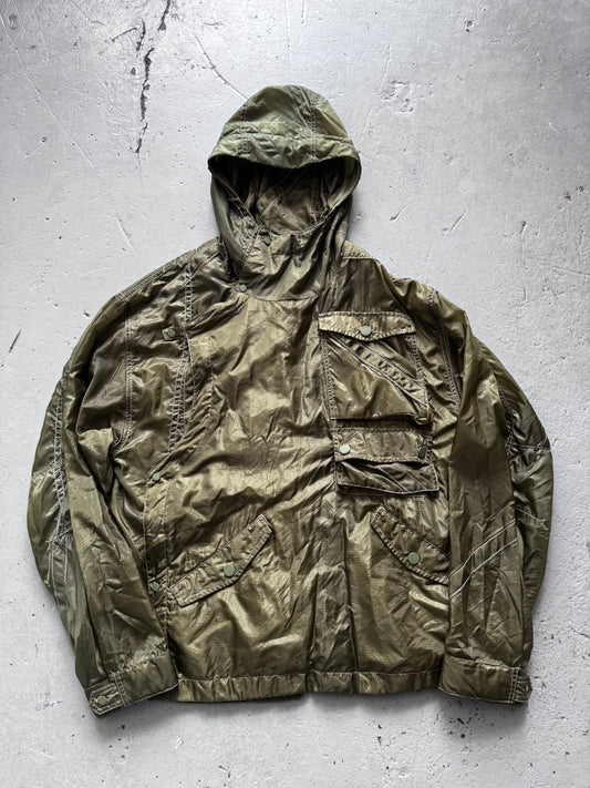 maharishi sheer textile cross front parka