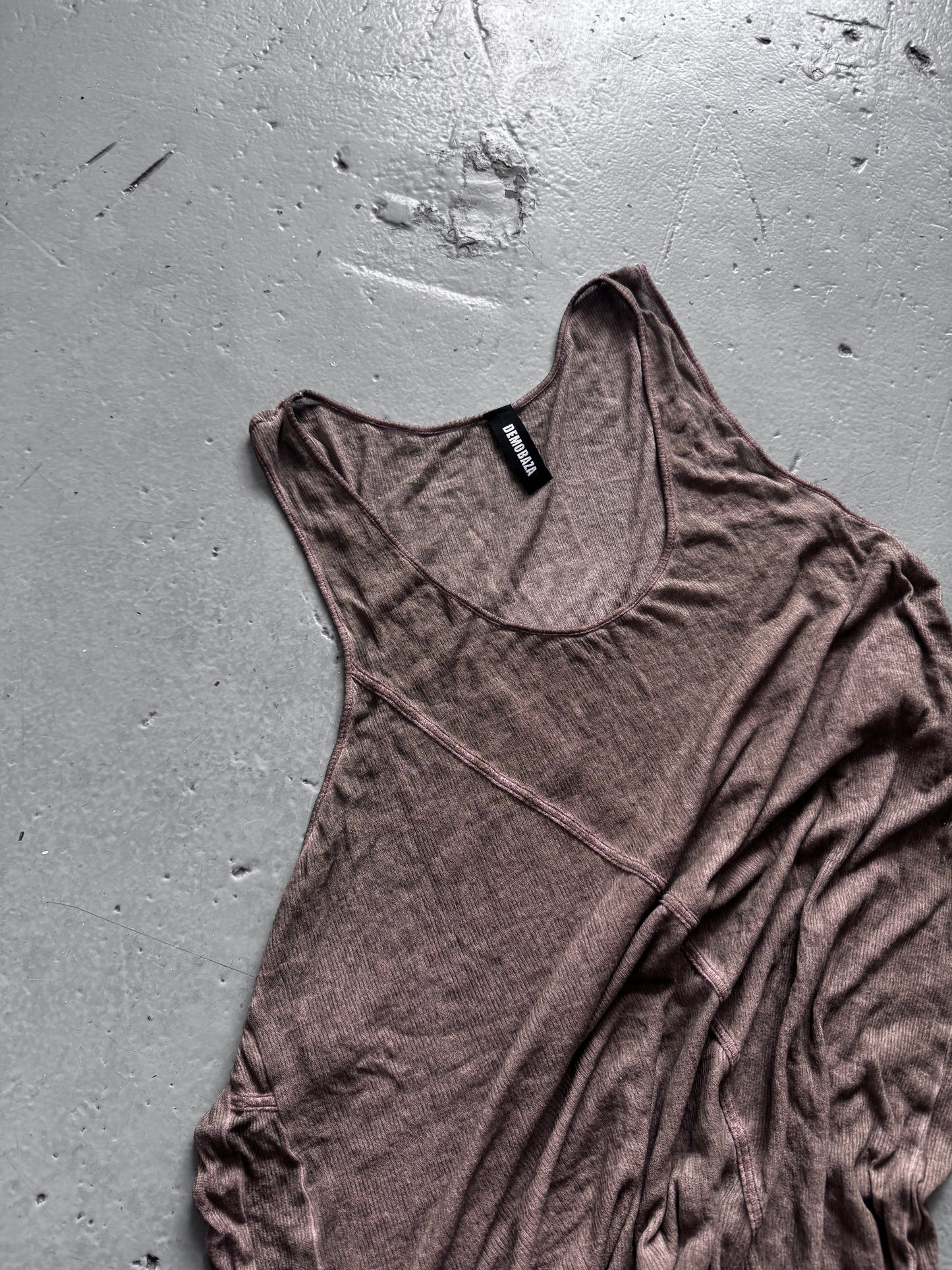 demobaza lightweight ribbed side drape tank top