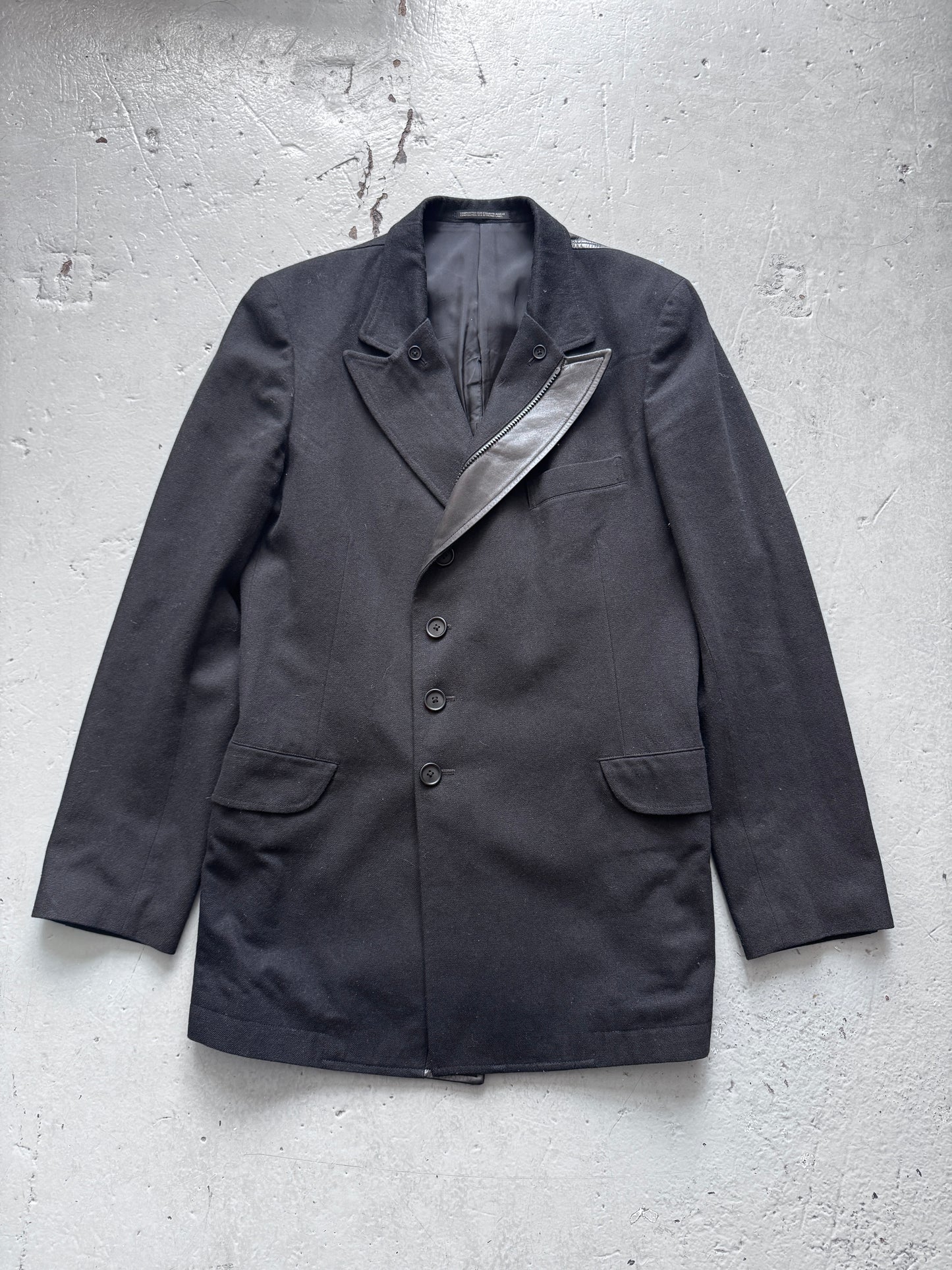 yohji yamamoto pour homme aw14 leather split blazer