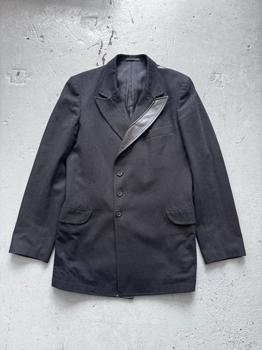 yohji yamamoto pour homme aw14 leather split blazer