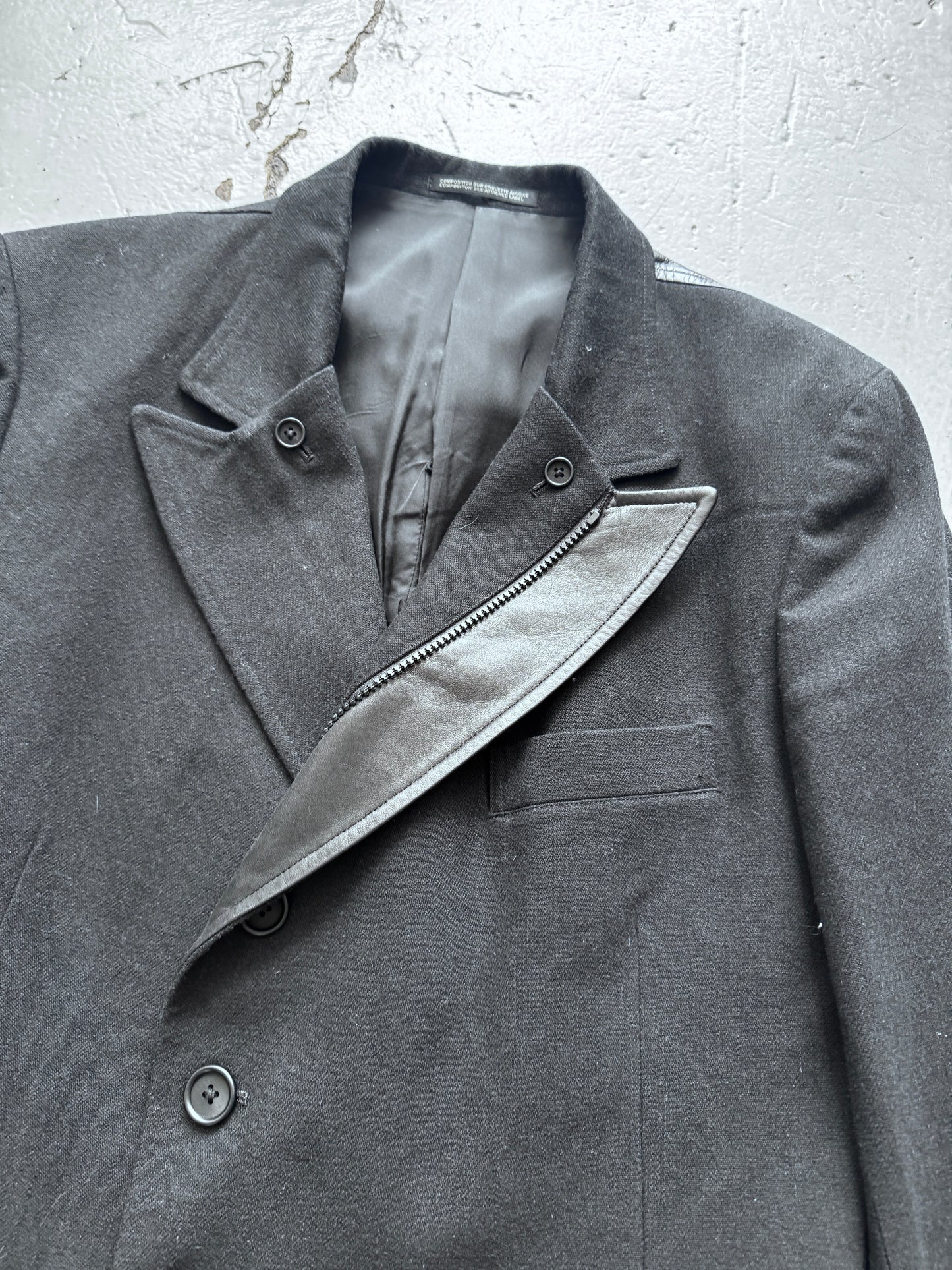 yohji yamamoto pour homme aw14 leather split blazer