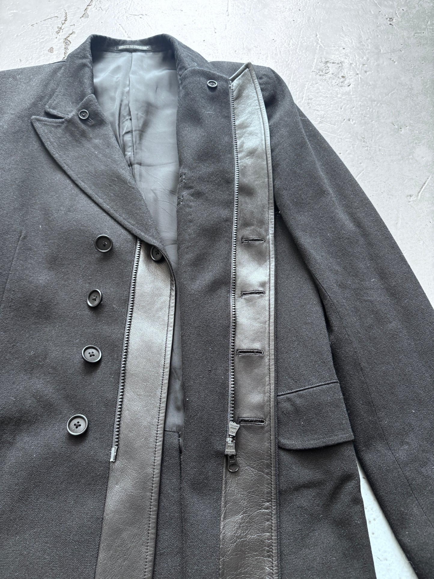 yohji yamamoto pour homme aw14 leather split blazer
