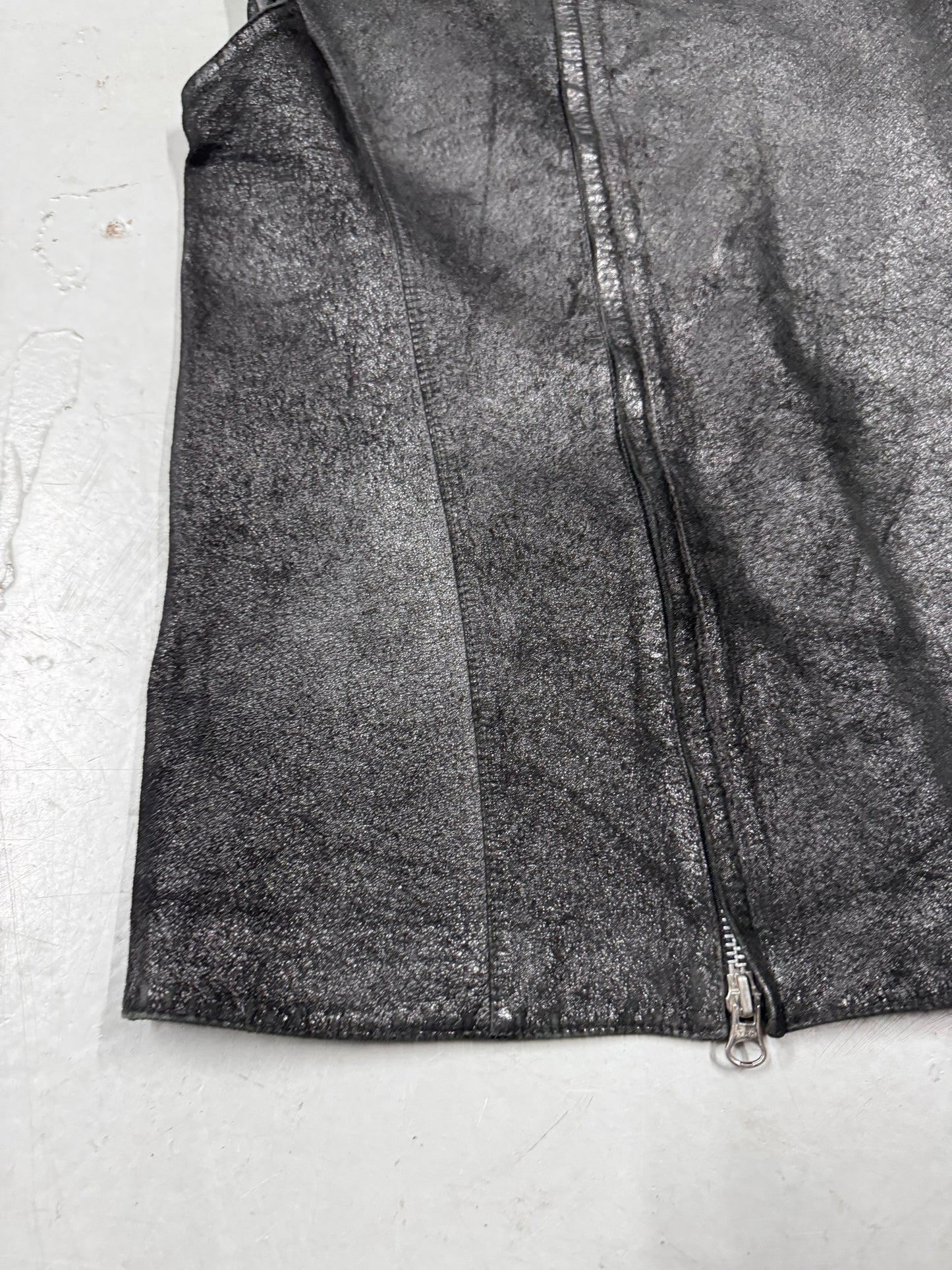 Yoshiyuki Konishi Textured Leather Asymmetric Zip Vest