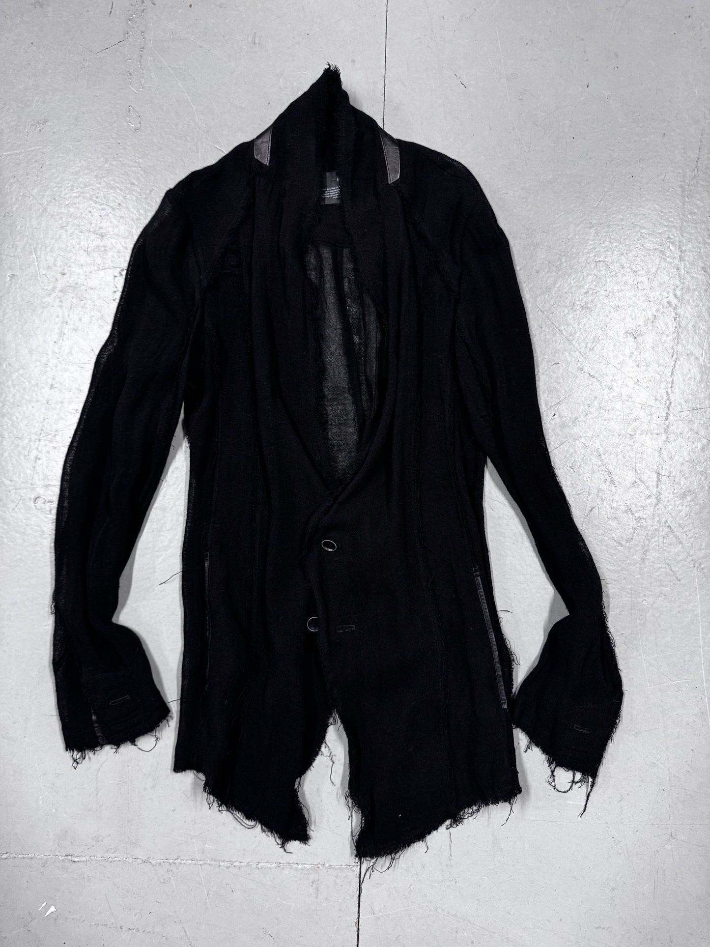 Bajra Distressed Leather Trim Blazer