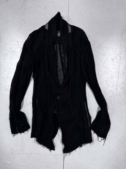 Bajra Distressed Leather Trim Blazer