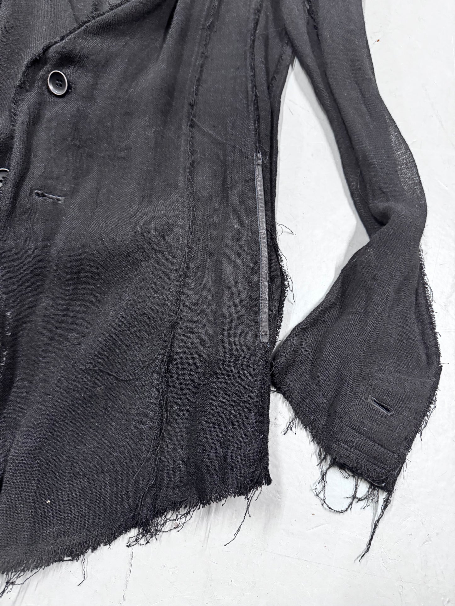 Bajra Distressed Leather Trim Blazer