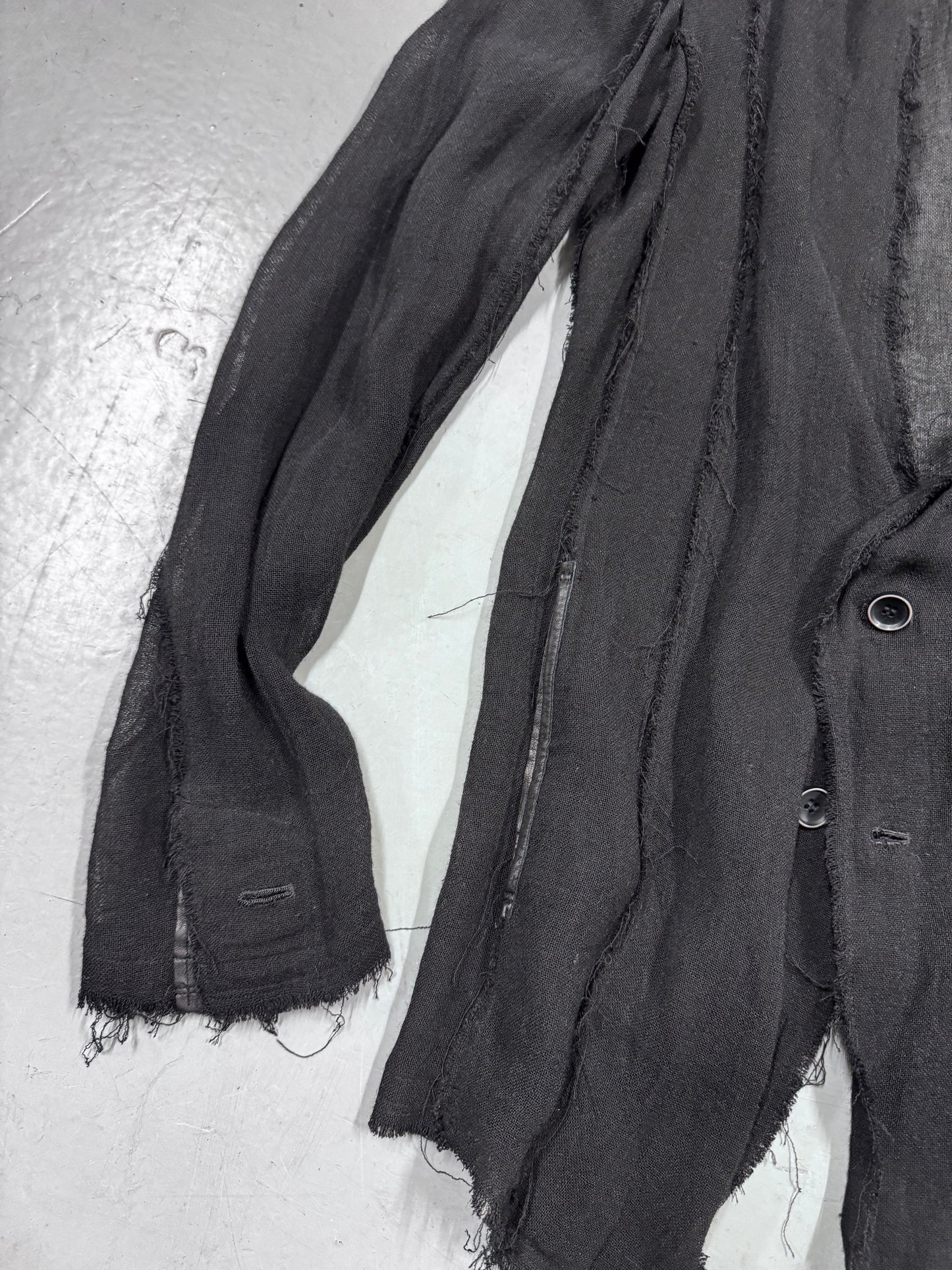 Bajra Distressed Leather Trim Blazer