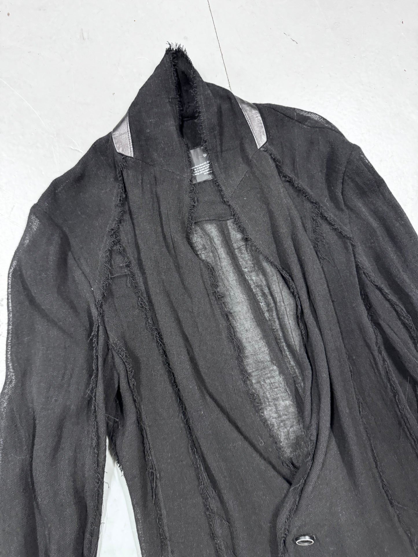 Bajra Distressed Leather Trim Blazer