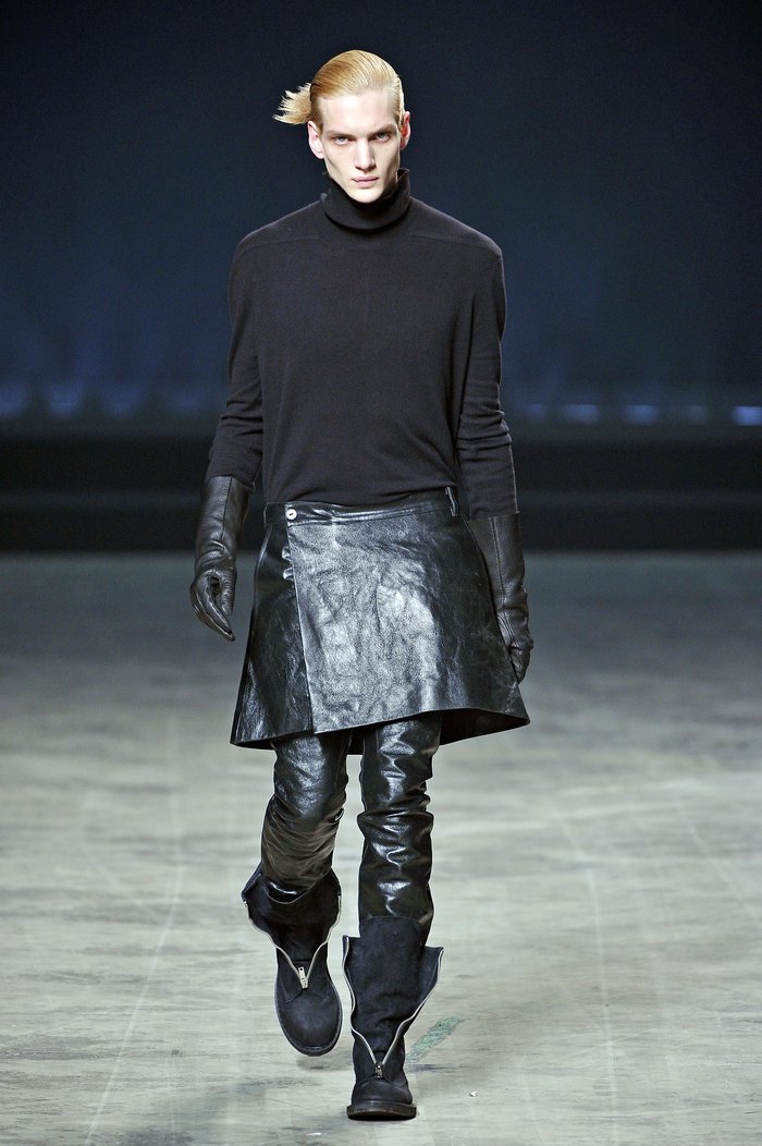 Rick Owens AW11 Limo Crack Leather Wrap Skirt